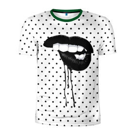 Мужская футболка 3D спортивная с принтом Black Lips в Санкт-Петербурге, 100% полиэстер с улучшенными характеристиками | приталенный силуэт, круглая горловина, широкие плечи, сужается к линии бедра | black | girl | lips | lipstick | love | губы | девушка | женщина | любовь | помада | страсть | черный