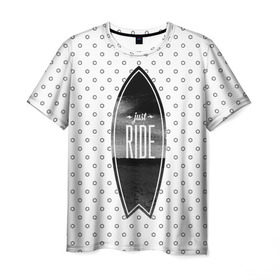 Мужская футболка 3D с принтом Just Ride в Санкт-Петербурге, 100% полиэфир | прямой крой, круглый вырез горловины, длина до линии бедер | nature | ocean | rock | sea | surf | tourism | vacation | water | wave | вода | волна | море | океан | отдых | природа | серфинг | скалы | туризм