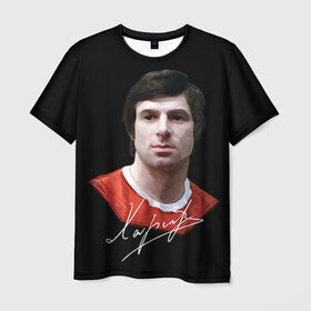 Мужская футболка 3D с принтом Харламов в Санкт-Петербурге, 100% полиэфир | прямой крой, круглый вырез горловины, длина до линии бедер | валерий | сссp | харламов | хоккей | цска