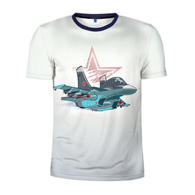 Мужская футболка 3D спортивная с принтом Су-34 в Санкт-Петербурге, 100% полиэстер с улучшенными характеристиками | приталенный силуэт, круглая горловина, широкие плечи, сужается к линии бедра | авиация