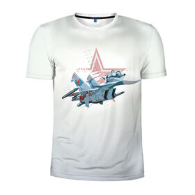 Мужская футболка 3D спортивная с принтом Су-27 в Санкт-Петербурге, 100% полиэстер с улучшенными характеристиками | приталенный силуэт, круглая горловина, широкие плечи, сужается к линии бедра | авиация