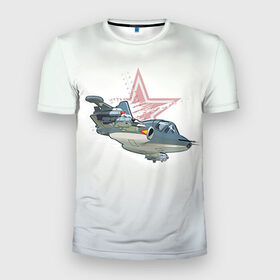 Мужская футболка 3D спортивная с принтом Су-25 в Санкт-Петербурге, 100% полиэстер с улучшенными характеристиками | приталенный силуэт, круглая горловина, широкие плечи, сужается к линии бедра | авиация