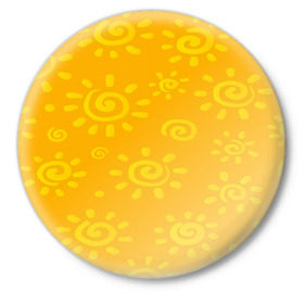 Значок с принтом Солнышко в Санкт-Петербурге,  металл | круглая форма, металлическая застежка в виде булавки | желтый | паттерн | солнце | яркий