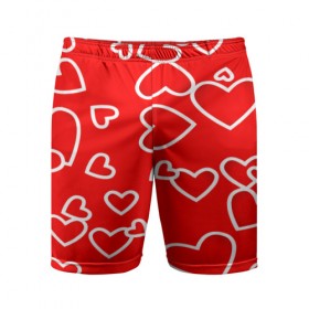 Мужские шорты 3D спортивные с принтом Сердечки в Санкт-Петербурге,  |  | Тематика изображения на принте: красный | паттерн | сердечки
