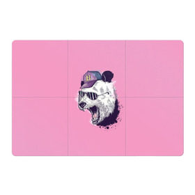 Магнитный плакат 3Х2 с принтом Панда в бейсболке в Санкт-Петербурге, Полимерный материал с магнитным слоем | 6 деталей размером 9*9 см | бейсболка | минимализм | очки | панда