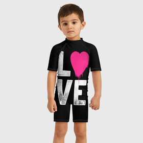 Детский купальный костюм 3D с принтом Love в Санкт-Петербурге, Полиэстер 85%, Спандекс 15% | застежка на молнии на спине | amour | faith | happy | heart | hope | love | амур | вера | любовь | надежда | сердце | счастье