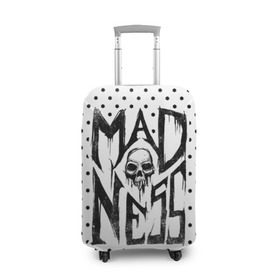 Чехол для чемодана 3D с принтом Madness в Санкт-Петербурге, 86% полиэфир, 14% спандекс | двустороннее нанесение принта, прорези для ручек и колес | bone | dead | horror | madness | rage | skelet | skull | безумие | кости | скелет | ужас | череп | ярость