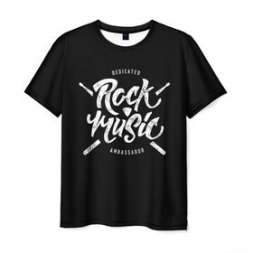 Мужская футболка 3D с принтом Rock Music в Санкт-Петербурге, 100% полиэфир | прямой крой, круглый вырез горловины, длина до линии бедер | alternative | band | metal | music | nickelback | rock | альтернатива | барабан | гитара | инструмент | метал | музыка | найклбэк | нирвана | рок