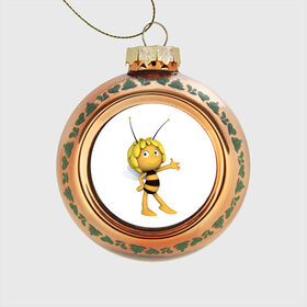 Стеклянный ёлочный шар с принтом Пчелка Майя в Санкт-Петербурге, Стекло | Диаметр: 80 мм | пчелка майя