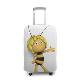 Чехол для чемодана 3D с принтом Пчелка Майя в Санкт-Петербурге, 86% полиэфир, 14% спандекс | двустороннее нанесение принта, прорези для ручек и колес | Тематика изображения на принте: пчелка майя