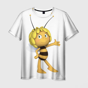 Мужская футболка 3D с принтом Пчелка Майя в Санкт-Петербурге, 100% полиэфир | прямой крой, круглый вырез горловины, длина до линии бедер | пчелка майя