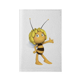 Обложка для паспорта матовая кожа с принтом Пчелка Майя в Санкт-Петербурге, натуральная матовая кожа | размер 19,3 х 13,7 см; прозрачные пластиковые крепления | Тематика изображения на принте: пчелка майя