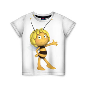 Детская футболка 3D с принтом Пчелка Майя в Санкт-Петербурге, 100% гипоаллергенный полиэфир | прямой крой, круглый вырез горловины, длина до линии бедер, чуть спущенное плечо, ткань немного тянется | Тематика изображения на принте: пчелка майя