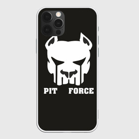 Чехол для iPhone 12 Pro с принтом Pit Force в Санкт-Петербурге, силикон | область печати: задняя сторона чехла, без боковых панелей | pit force | белый | боец | друг человека | животные | питбуль | порода | собака | цвет | чёрный