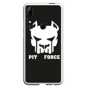 Чехол для Honor P Smart Z с принтом Pit Force в Санкт-Петербурге, Силикон | Область печати: задняя сторона чехла, без боковых панелей | Тематика изображения на принте: pit force | белый | боец | друг человека | животные | питбуль | порода | собака | цвет | чёрный