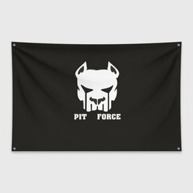 Флаг-баннер с принтом Pit Force в Санкт-Петербурге, 100% полиэстер | размер 67 х 109 см, плотность ткани — 95 г/м2; по краям флага есть четыре люверса для крепления | pit force | белый | боец | друг человека | животные | питбуль | порода | собака | цвет | чёрный