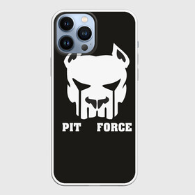 Чехол для iPhone 13 Pro Max с принтом Pit Force в Санкт-Петербурге,  |  | Тематика изображения на принте: pit force | белый | боец | друг человека | животные | питбуль | порода | собака | цвет | чёрный