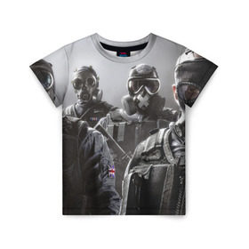 Детская футболка 3D с принтом Tom Clancy Rainbow Six в Санкт-Петербурге, 100% гипоаллергенный полиэфир | прямой крой, круглый вырез горловины, длина до линии бедер, чуть спущенное плечо, ткань немного тянется | clancy | rainbow | six | tom | автоматы | игры | маски | мужчины | осада | солдаты
