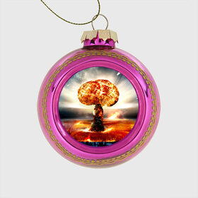 Стеклянный ёлочный шар с принтом Атомный взрыв в Санкт-Петербурге, Стекло | Диаметр: 80 мм | city | earth | explosion | mushroom | night | nuclear | sky | атомный | взрыв | город | гриб | земля | небо | ночь