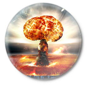 Значок с принтом Атомный взрыв в Санкт-Петербурге,  металл | круглая форма, металлическая застежка в виде булавки | Тематика изображения на принте: city | earth | explosion | mushroom | night | nuclear | sky | атомный | взрыв | город | гриб | земля | небо | ночь