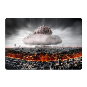 Магнитный плакат 3Х2 с принтом Атомный взрыв в Санкт-Петербурге, Полимерный материал с магнитным слоем | 6 деталей размером 9*9 см | city | earth | explosion | heaven | mushroom | nuclear | атомный | взрыв | город | гриб | земля | небо