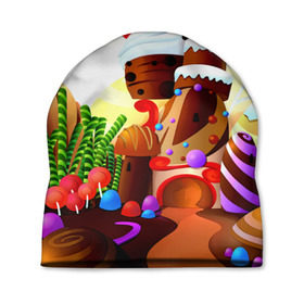 Шапка 3D с принтом Candy Town в Санкт-Петербурге, 100% полиэстер | универсальный размер, печать по всей поверхности изделия | конфеты | пирожные | сладости | яркий
