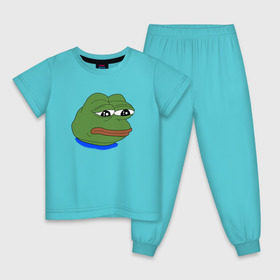 Детская пижама хлопок с принтом SAD FROG в Санкт-Петербурге, 100% хлопок |  брюки и футболка прямого кроя, без карманов, на брюках мягкая резинка на поясе и по низу штанин
 | meme | pepe frog | pepe the frog | sad frog | грустная лягушка | мем
