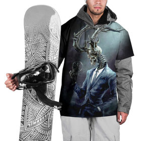 Накидка на куртку 3D с принтом Скелетон в Санкт-Петербурге, 100% полиэстер |  | костюм | рога | скелет | череп