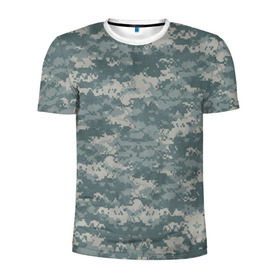 Мужская футболка 3D спортивная с принтом Камуфляж пиксельный в Санкт-Петербурге, 100% полиэстер с улучшенными характеристиками | приталенный силуэт, круглая горловина, широкие плечи, сужается к линии бедра | армия | камуфляж | пиксель