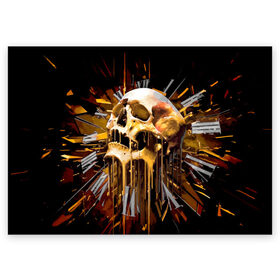 Поздравительная открытка с принтом Череп в Санкт-Петербурге, 100% бумага | плотность бумаги 280 г/м2, матовая, на обратной стороне линовка и место для марки
 | background | black | clock | death | skeleton | skull | time | время | скелет | фон | часы | череп | черный