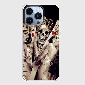 Чехол для iPhone 13 Pro с принтом Скелетоны в Санкт-Петербурге,  |  | background | black | cards | color | crown | death | game | girl | hearts | king | queen | skeleton | skull | spades | tattoo | девушки | игра | карты | королевы | король | короны | масть | пики | скелет | тату | фон | черви 