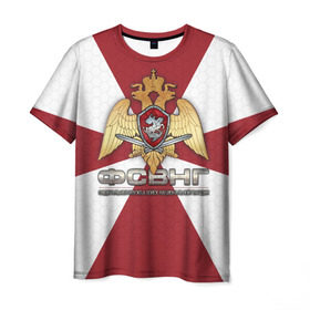 Мужская футболка 3D с принтом ФСВНГ (Росгвардия) в Санкт-Петербурге, 100% полиэфир | прямой крой, круглый вырез горловины, длина до линии бедер | Тематика изображения на принте: вв | внг | внутренние войска | национальная гвардия | орел | росгвардия | фсвнг