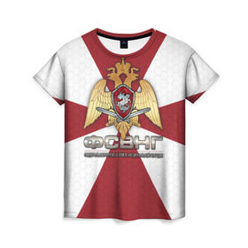 Женская футболка 3D с принтом ФСВНГ (Росгвардия) в Санкт-Петербурге, 100% полиэфир ( синтетическое хлопкоподобное полотно) | прямой крой, круглый вырез горловины, длина до линии бедер | вв | внг | внутренние войска | национальная гвардия | орел | росгвардия | фсвнг