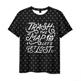 Мужская футболка 3D с принтом Trash the Map в Санкт-Петербурге, 100% полиэфир | прямой крой, круглый вырез горловины, длина до линии бедер | adventure | city | country | nature | sleep | tourism | travel | work | город | карта | поездка | приключение | природа | путешествие | работа | сон | страна | туризм | турист