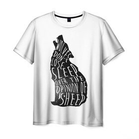 Мужская футболка 3D с принтом Wolves Dont Lose Sleep в Санкт-Петербурге, 100% полиэфир | прямой крой, круглый вырез горловины, длина до линии бедер | animal | beast | moon | night | rage | roar | wolf | вой | волк | волчица | животное | зверь | луна | ночь | рык | ярость