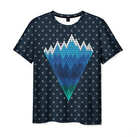 Мужская футболка 3D с принтом Геометрические горы в Санкт-Петербурге, 100% полиэфир | прямой крой, круглый вырез горловины, длина до линии бедер | geometry | mountain | геометрия