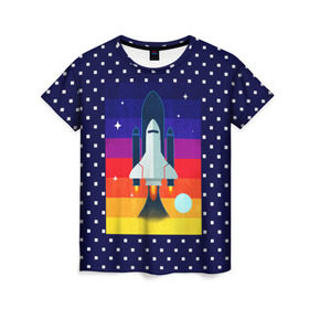 Женская футболка 3D с принтом Запуск ракеты в Санкт-Петербурге, 100% полиэфир ( синтетическое хлопкоподобное полотно) | прямой крой, круглый вырез горловины, длина до линии бедер | cosmos | galaxy | moon | planet | rocket | space | star | галактика | звезды | космос | луна | планета | ракета | шатл