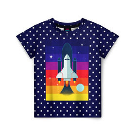 Детская футболка 3D с принтом Запуск ракеты в Санкт-Петербурге, 100% гипоаллергенный полиэфир | прямой крой, круглый вырез горловины, длина до линии бедер, чуть спущенное плечо, ткань немного тянется | cosmos | galaxy | moon | planet | rocket | space | star | галактика | звезды | космос | луна | планета | ракета | шатл
