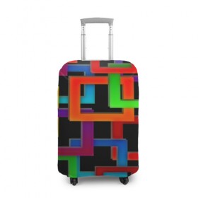 Чехол для чемодана 3D с принтом Check maze в Санкт-Петербурге, 86% полиэфир, 14% спандекс | двустороннее нанесение принта, прорези для ручек и колес | квадраты | паттерн | разноцветный | яркий