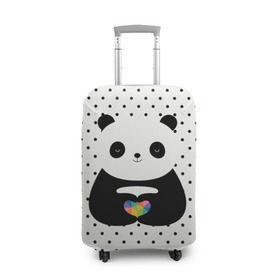 Чехол для чемодана 3D с принтом Любовь панды в Санкт-Петербурге, 86% полиэфир, 14% спандекс | двустороннее нанесение принта, прорези для ручек и колес | animal | bear | beast | forest | heart | love | nature | panda | животное | зверь | лес | любовь | медведь | панда | природа | сердце | страсть
