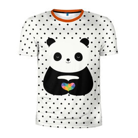 Мужская футболка 3D спортивная с принтом Любовь панды в Санкт-Петербурге, 100% полиэстер с улучшенными характеристиками | приталенный силуэт, круглая горловина, широкие плечи, сужается к линии бедра | Тематика изображения на принте: animal | bear | beast | forest | heart | love | nature | panda | животное | зверь | лес | любовь | медведь | панда | природа | сердце | страсть