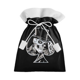Подарочный 3D мешок с принтом Скелетон в Санкт-Петербурге, 100% полиэстер | Размер: 29*39 см | background | black | card | cylinder | death | game | hat | skeleton | skull | spades | suit | игра | карты | масть | пики | скелет | фон | цилиндр | череп | черный | шляпа
