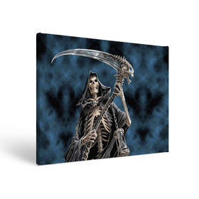 Холст прямоугольный с принтом Скелетон в Санкт-Петербурге, 100% ПВХ |  | death | skeleton | skull | капюшон | коса | скелет | череп