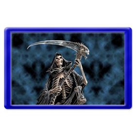 Магнит 45*70 с принтом Скелетон в Санкт-Петербурге, Пластик | Размер: 78*52 мм; Размер печати: 70*45 | death | skeleton | skull | капюшон | коса | скелет | череп