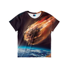 Детская футболка 3D с принтом Метеоритный дождь в Санкт-Петербурге, 100% гипоаллергенный полиэфир | прямой крой, круглый вырез горловины, длина до линии бедер, чуть спущенное плечо, ткань немного тянется | дождь | звезда | космос | метеорит | небо