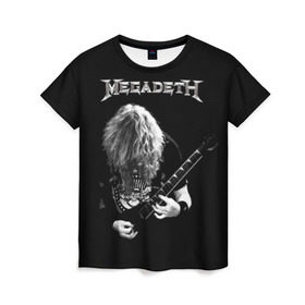 Женская футболка 3D с принтом Dave Mustaine в Санкт-Петербурге, 100% полиэфир ( синтетическое хлопкоподобное полотно) | прямой крой, круглый вырез горловины, длина до линии бедер | dave | megadeth | metal | mustaine | rattlehead | rock | thrash | vic | дейв | мастейн | мегадет | метал | рок | треш