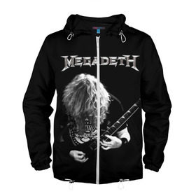 Мужская ветровка 3D с принтом Dave Mustaine в Санкт-Петербурге, 100% полиэстер | подол и капюшон оформлены резинкой с фиксаторами, два кармана без застежек по бокам, один потайной карман на груди | dave | megadeth | metal | mustaine | rattlehead | rock | thrash | vic | дейв | мастейн | мегадет | метал | рок | треш
