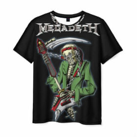 Мужская футболка 3D с принтом Megadeth в Санкт-Петербурге, 100% полиэфир | прямой крой, круглый вырез горловины, длина до линии бедер | 