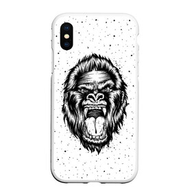 Чехол для iPhone XS Max матовый с принтом Рык гориллы в Санкт-Петербурге, Силикон | Область печати: задняя сторона чехла, без боковых панелей | animal | beast | gorilla | head | monkey | nature | rage | roar | голова | горилла | жиивотное | зверь | обезьяна | природа | рык | ярость