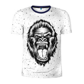 Мужская футболка 3D спортивная с принтом Рык гориллы в Санкт-Петербурге, 100% полиэстер с улучшенными характеристиками | приталенный силуэт, круглая горловина, широкие плечи, сужается к линии бедра | Тематика изображения на принте: animal | beast | gorilla | head | monkey | nature | rage | roar | голова | горилла | жиивотное | зверь | обезьяна | природа | рык | ярость